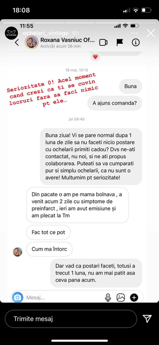 Roxana Vașniuc, făcută de rușine de o firmă de ochelari după ce a cerut o pereche pe moca. „Puteați să vă cumpărați, că nu sunt o avere”