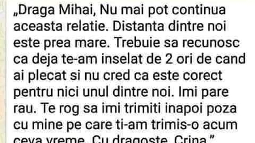 Bancul Zilei | "Dragă Mihai, nu mai pot continua această relație. Trebuie să recunosc că.."