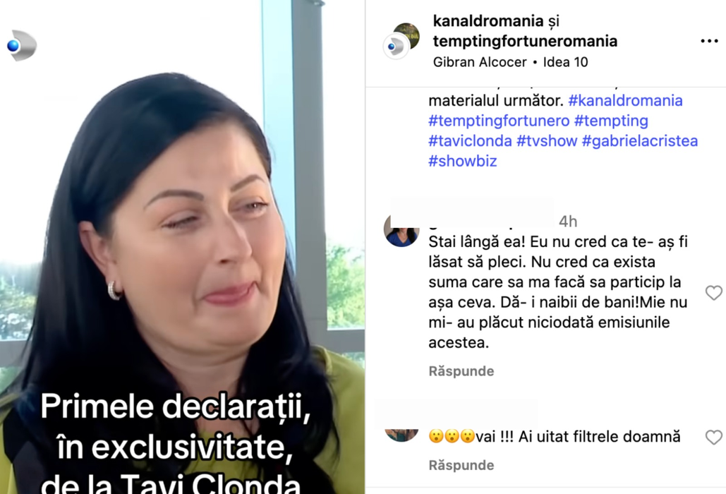 Cum l-a așteptat Gabriela Cristea pe Tavi Clonda la întoarcerea de la Tempting Fortune: ”Ai uitat filtrele, doamnă”