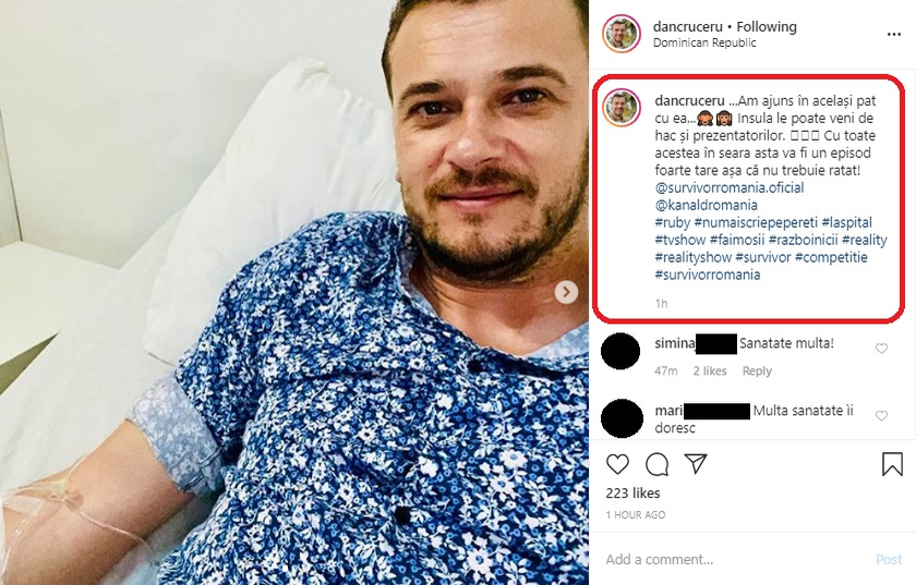 Dan Cruceru, internat de urgență în același spital în care a ajuns și Ruby în Republica Dominicană! Anunțul făcut de prezentatorul de la Survivor România