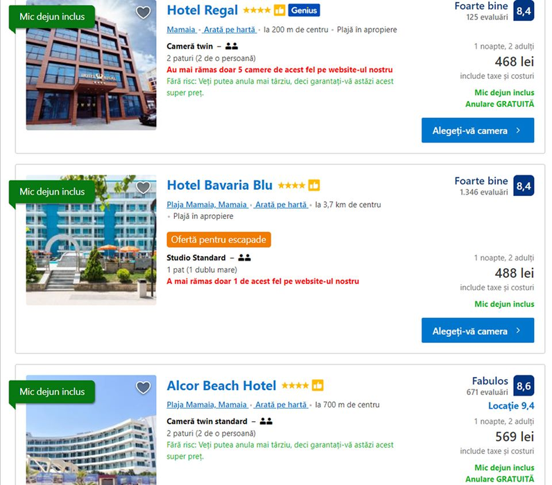 Să vezi și să nu crezi! Câți lei a ajuns acum o noapte, pentru 1 Mai, la un hotel de 4 stele din Mamaia