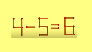 Test de inteligență | Mutați un singur băț de chibrit pentru a corecta egalitatea: 4-5=6