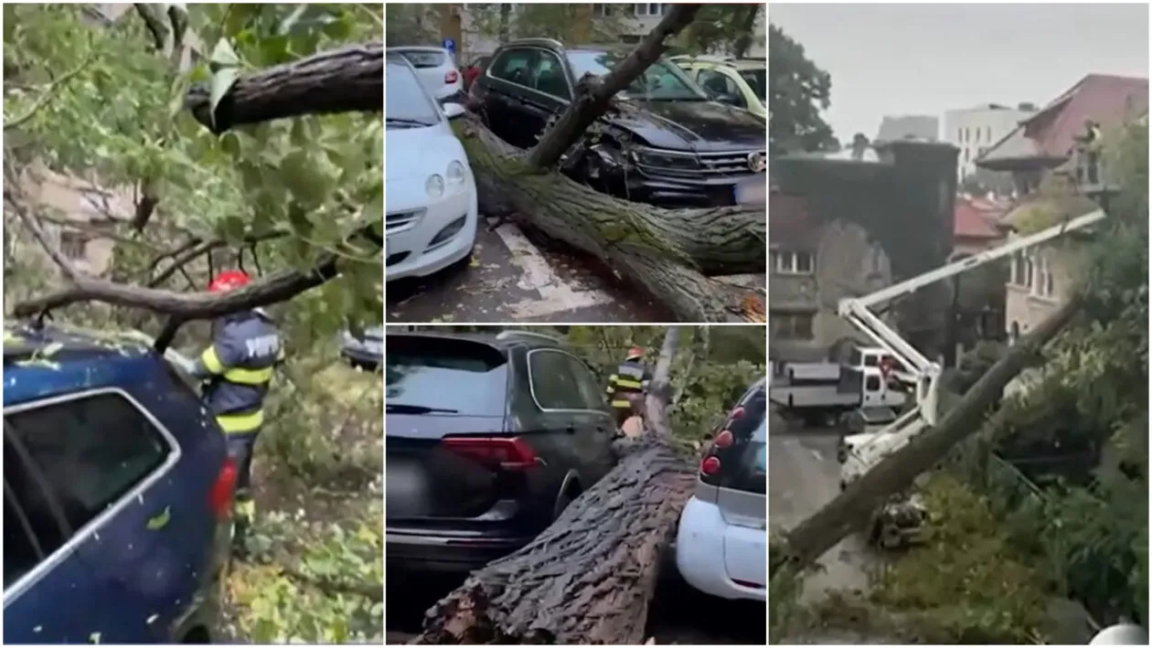 Pagube de sute de mii de euro după furtuna din Capitală: zeci de mașini distruse! Ce trebuie să faci, ca să fii despăgubit