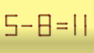 TEST IQ | 5-8=11 este incorect. Mutați un singur chibrit, pentru a corecta egalitatea