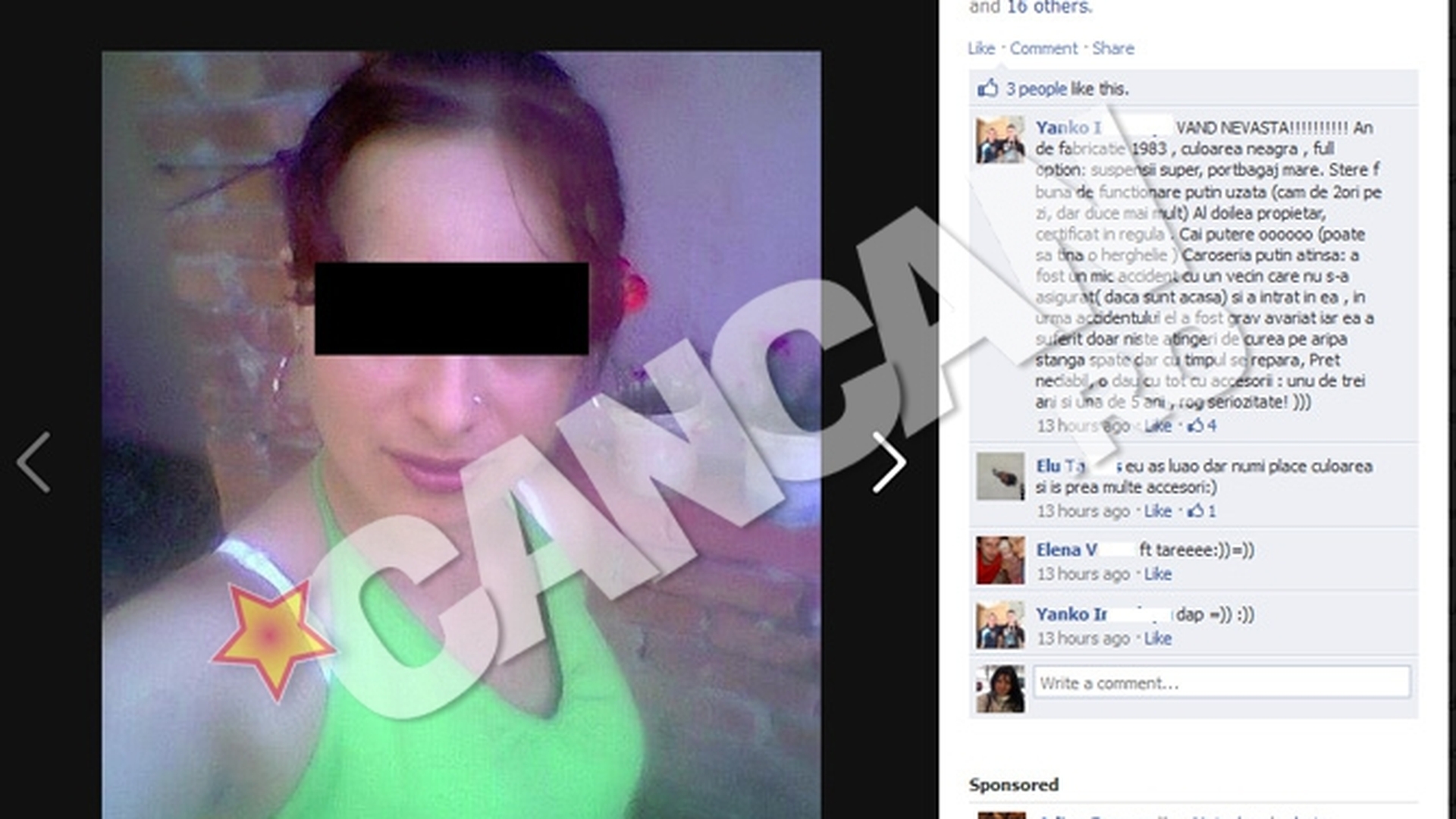 "Cu accesorii, putin uzata": "Yanko Interlopu" si-a scos nevasta la vanzare pe Facebook!