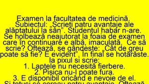 BANC | Examen la facultatea de medicină: "Scrieți 4 avantaje ale alăptatului la sân!"