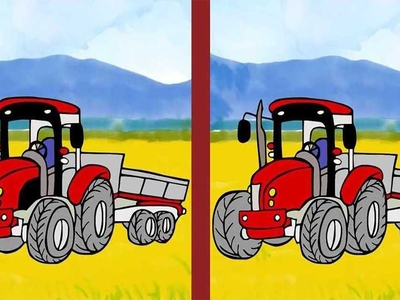 Test de perspicacitate | Tractorul din stânga și cel din dreapta par identice, dar nu sunt. Găsiți 3 diferențe!