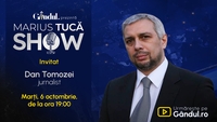Marius Tucă Show începe marți, 6 octombrie, de la ora 19.00, live pe Gândul. Invitat: Dan Tomozei