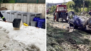 Prăpăd în Vâlcea: case inundate, maşini distruse, drumuri luate de viitură, grindină adunată cu lopata - VIDEO&GALERIE FOTO