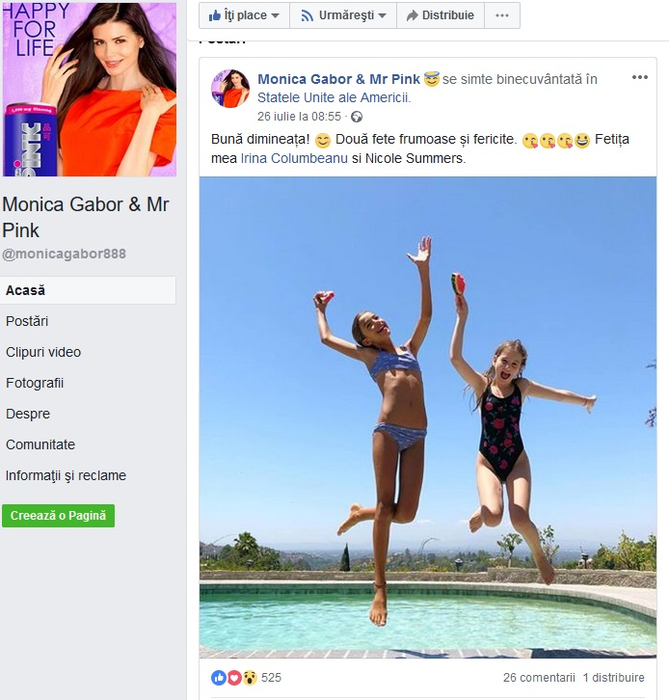 Aceasta e cea mai recentă postare care apare pe pagina de Facebook a Monicăi Gabor.