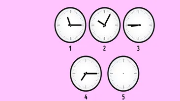 Test de inteligență | Ce oră indică al cincilea ceas din imagine?