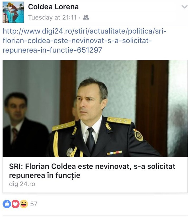 Lorena şi-a susţinut tatăl în toată perioada aceasta şi a distribuit prietenilor ei informaţii despre el