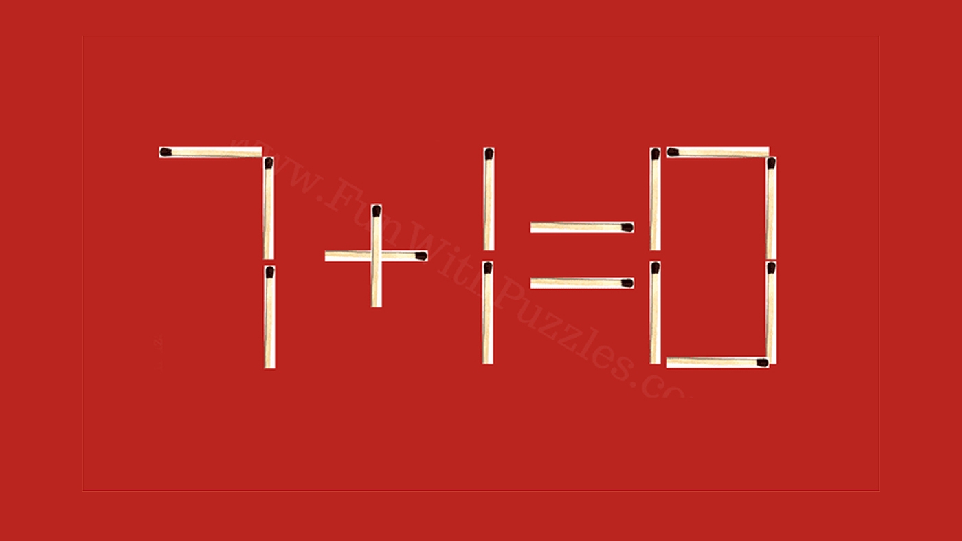 TEST IQ | Mutați un singur chibrit pentru a corecta egalitatea 7+1=0