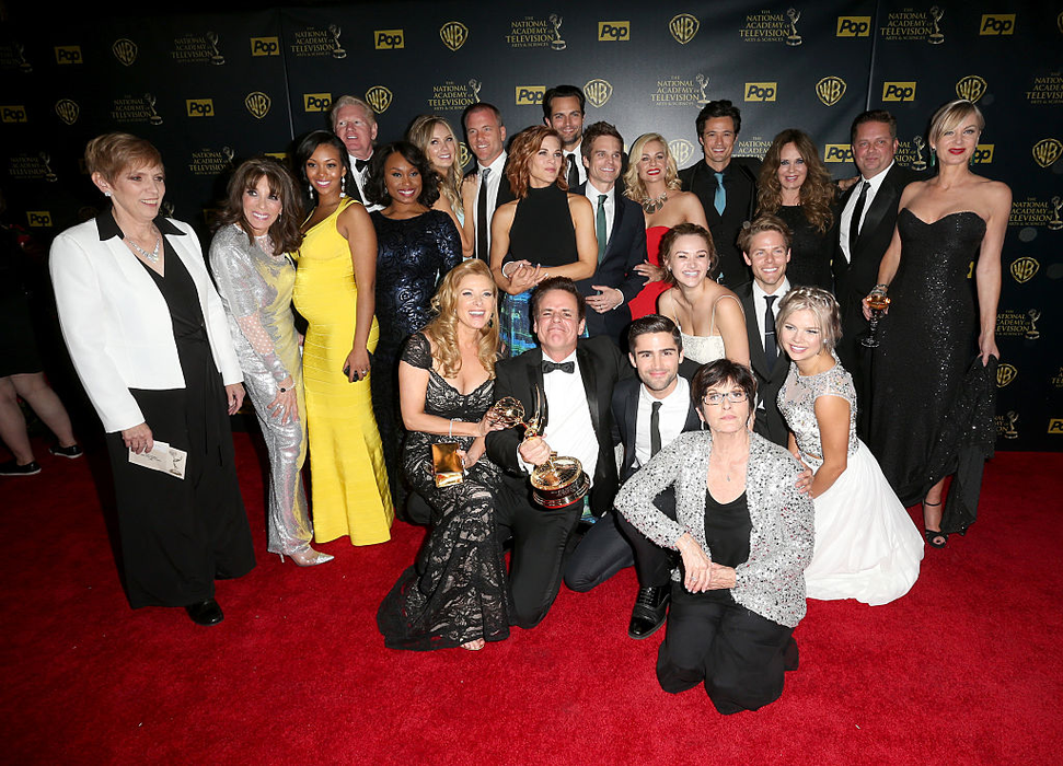 poses in the press room during The 42nd Annual Daytime Emmy Awards at Warner Bros. Studios on April 26, 2015 in Burbank, California.