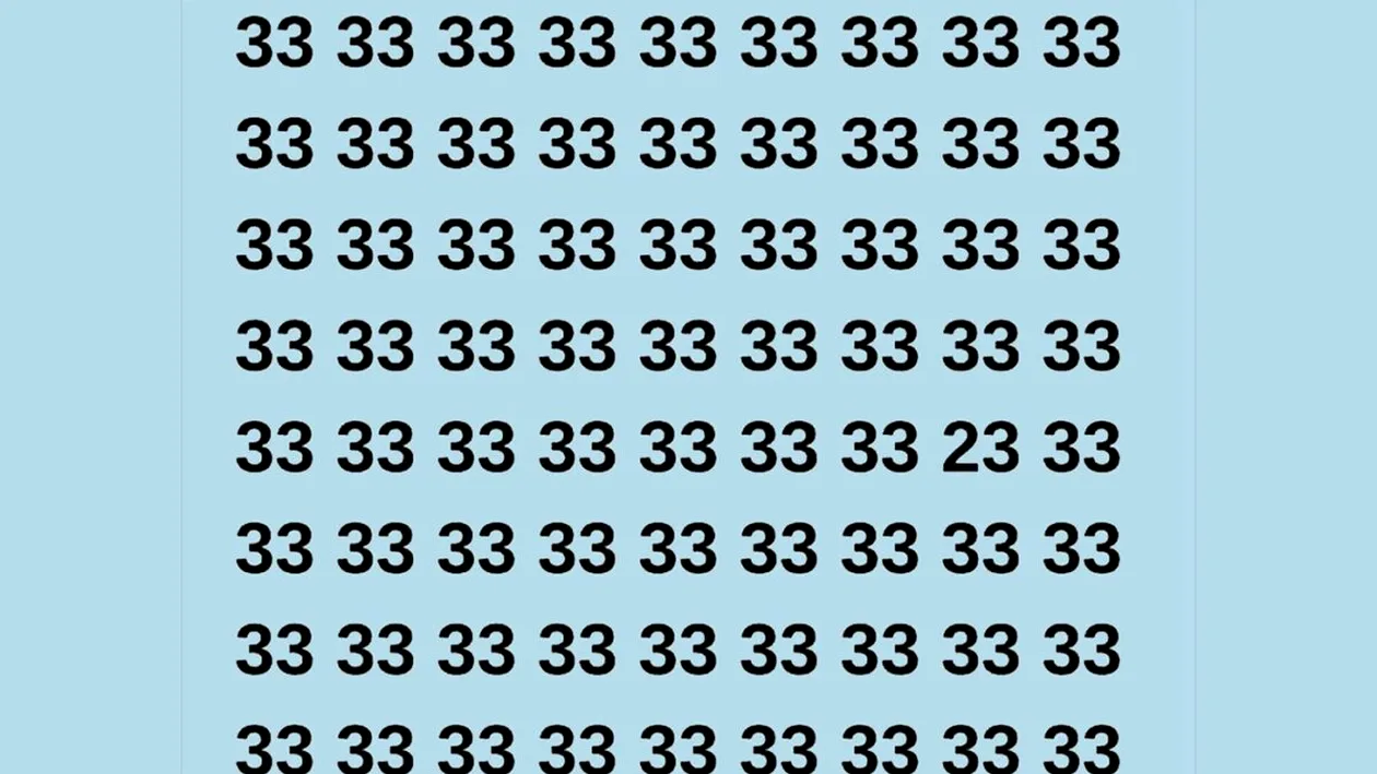 Test de perspicacitate | Nu toate numerele din imagine sunt 33. Care este cel diferit?