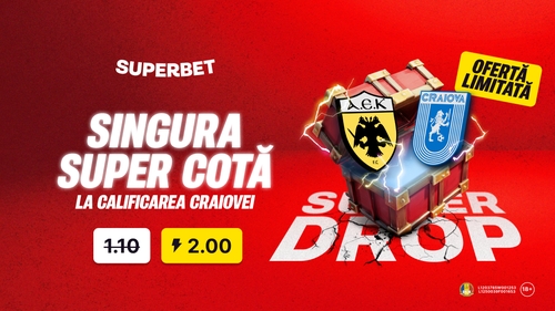 (P) Super Drop într-o zi mare pentru Universitatea Craiova: cotă 2.00 pe Superbet pentru calificare!