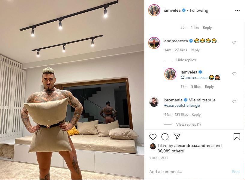 Alex Velea, fotografiat complet dezbrăcat de Antonia! Andreea Esca nu s-a putut abține și a reacționat atunci când a văzut poza HOT pe Instagram