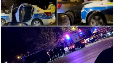 Accident în Capitală! O mașină de poliție a intrat în coliziune cu un autovehicul. Patru persoane au ajuns de urgență la spital