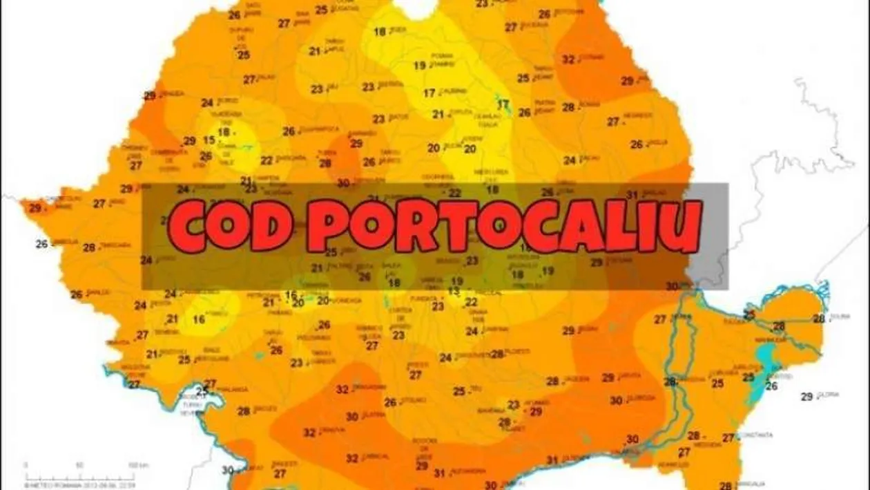 Avertizare de cod portocaliu în două județe din țară. Se anunță și vijelii și grindină