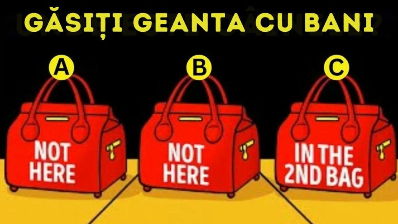 Test IQ pentru genii | În ce geantă se află bani? Doar 1% își pot da seama în doar 5 secunde