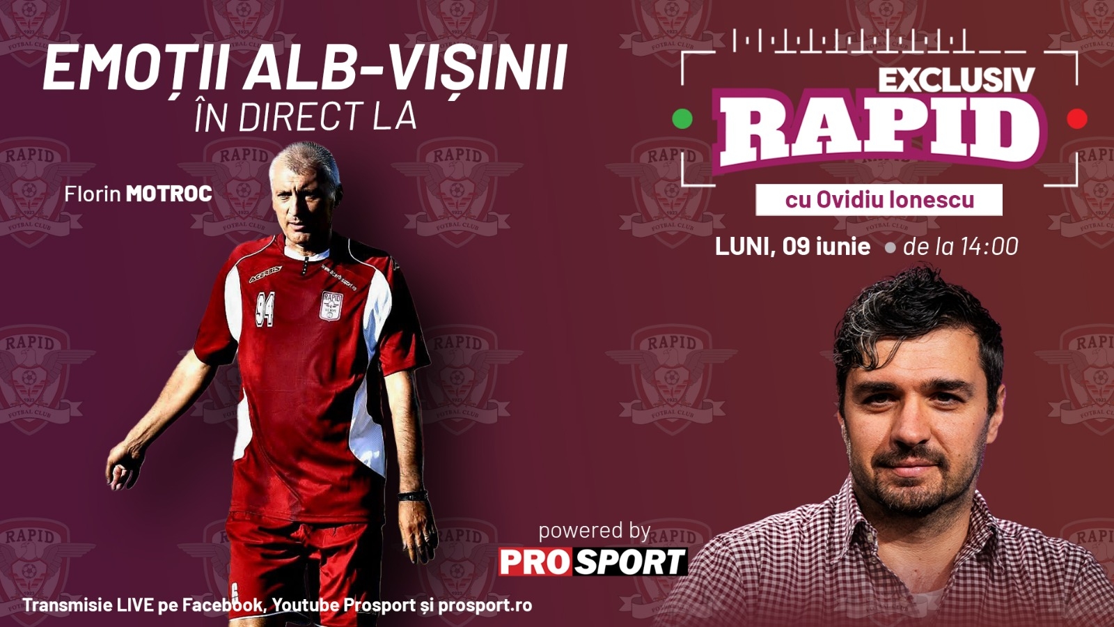 Începem săptămână în forță cu o ediție speciala a emisiunii "EXCLUSIV RAPID", luni, 9 iunie, de la ora 14:00, în direct pe YouTube - ProSport!