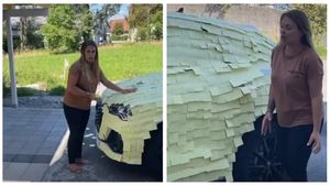 Cum a reacționat o tânără când și-a găsit mașina acoperită cu stickere. VIDEO