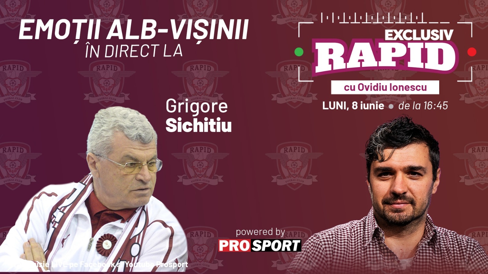 E zi de "EXCLUSIV RAPID". Vă așteptăm alături de noi de la 16:45 în direct pe YouTube și Facebook - ProSport!