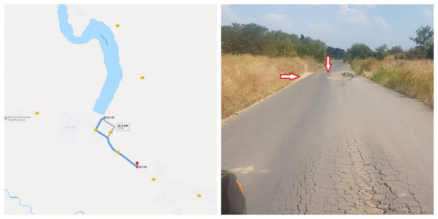 La doar 500 metri de aceste cratere de pe DC 139, județul Giurgiu, este o fabrică