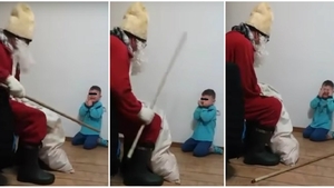 VIDEO / Imagini revoltătoare în Bistriţa-Năsăud! Un copil a fost umilit de un bărbat deghizat în Moş Nicolae