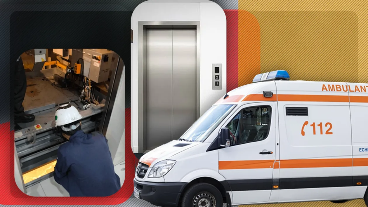 Lift prăbușit în gol de la etajul 5, în Galați. Un muncitor care făcea revizia instalației a murit pe loc