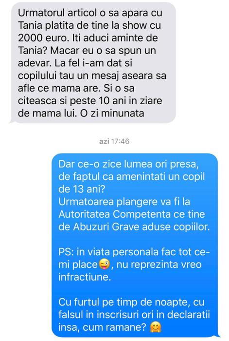 Mesajele dure dintre cele două părți