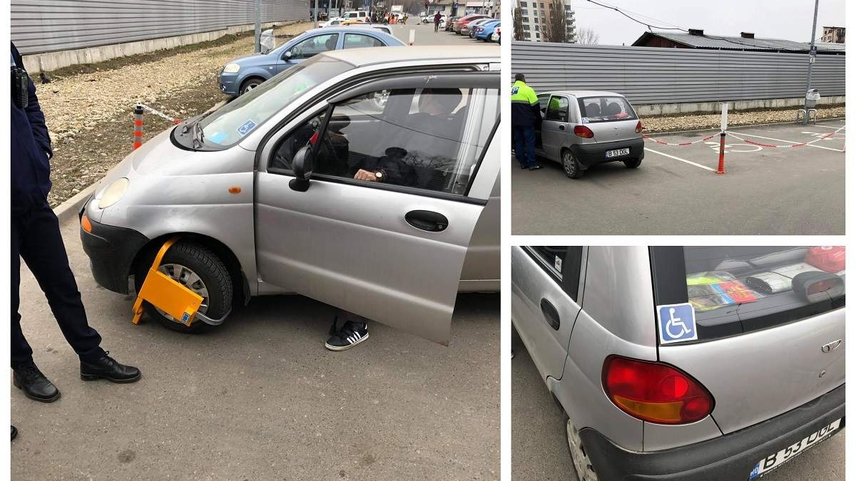 Bătrân cu handicap locomotor, umilit de un paznic în parcarea unui supermarket din Capitală. Motivul este uluitor