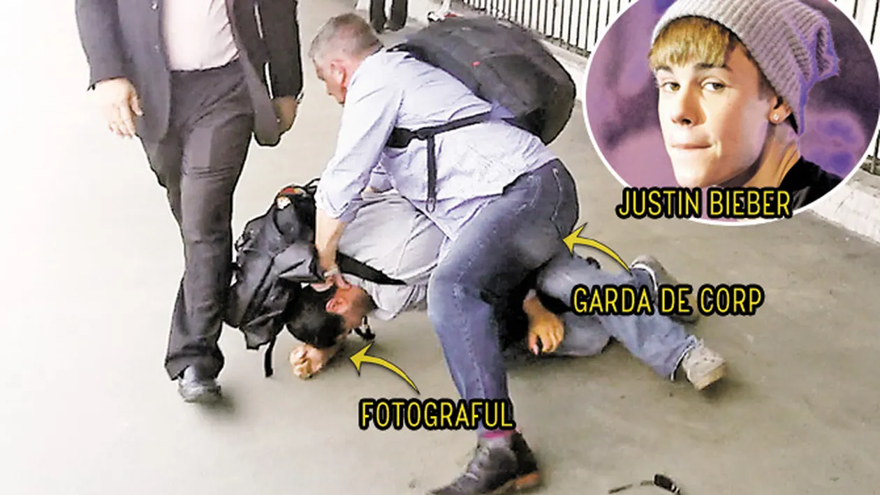 Bodyguardul lui Justin Bieber a sarit la gatul unui paparazzo. Cafteala!!!