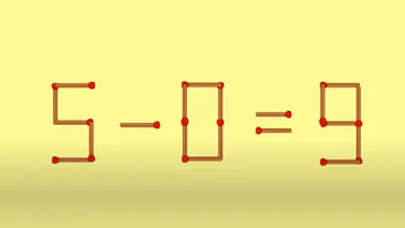 Test IQ cu chibrituri exclusiv pentru genii | Mutați un singur băț pentru a corecta egalitatea 5-0=9