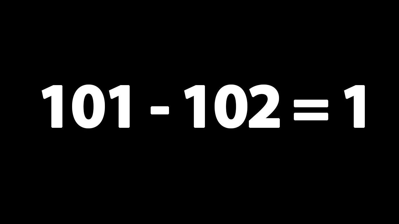 Test IQ exclusiv pentru genii | 101-102=1: Mutați o singură cifră pentru a corecta egalitatea