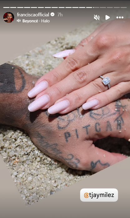 Francisca a primit inelul de logodnă de la TJ Miles / Foto: Instagram