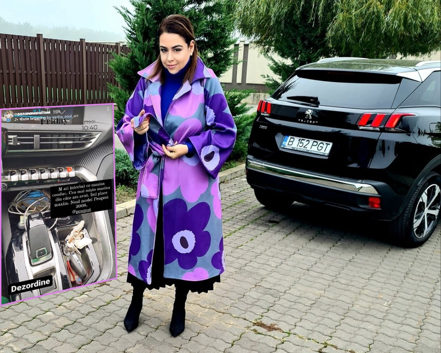 După despărțirea de Marius Elisei și, împlicit încheierea colaborării la firma acestuia, Oana Roman conduce un SUV PEUGEOT 3008 © Instagram Stories / Facebook