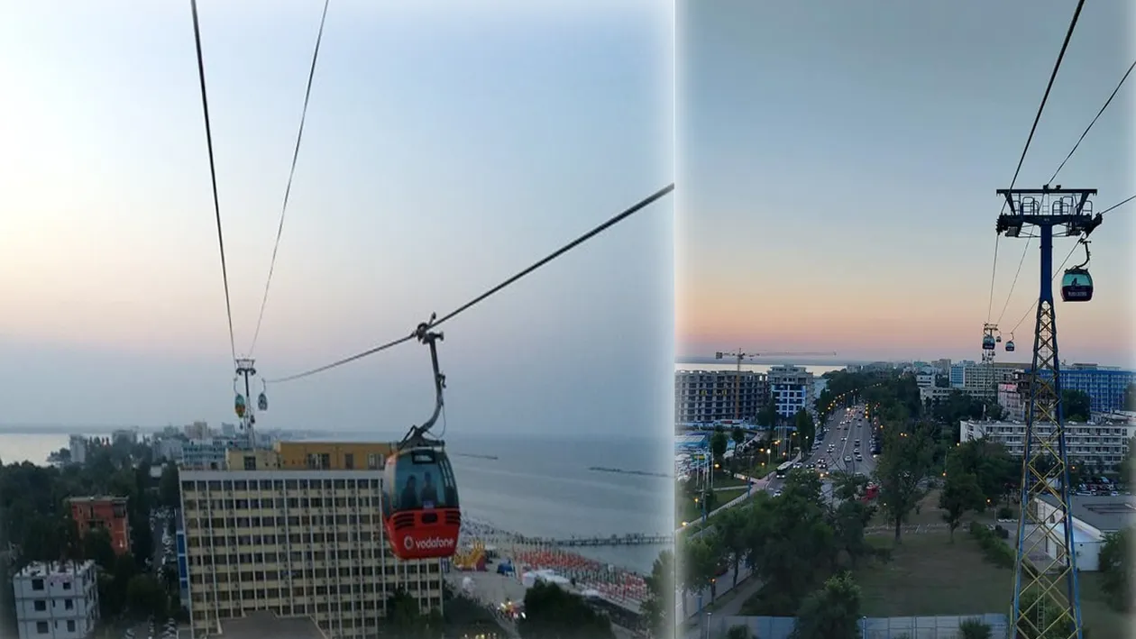 Clipe de groază în Mamaia, după ce telegondola s-a blocat cu peste 100 de oameni în cabine. Cei de la ISU Dobrogea au intervenit de urgență