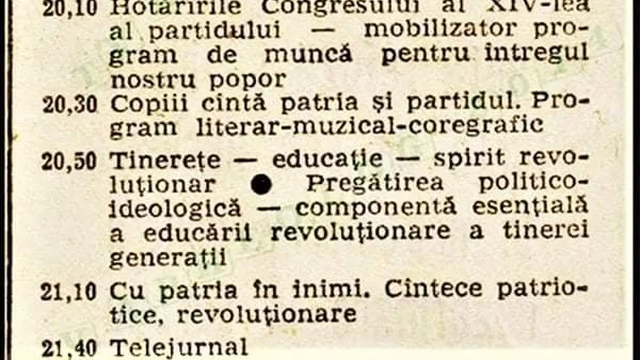 Cum arăta programul TV pe vremea lui Nicolae Ceaușescu. Ce se întâmpla, de fapt, după ora 22:00