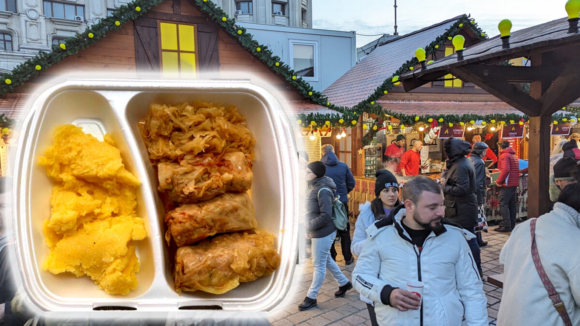 Cu câți lei se vinde o porție de sarmale cu mămăliguță, la Târgul de Crăciun din București