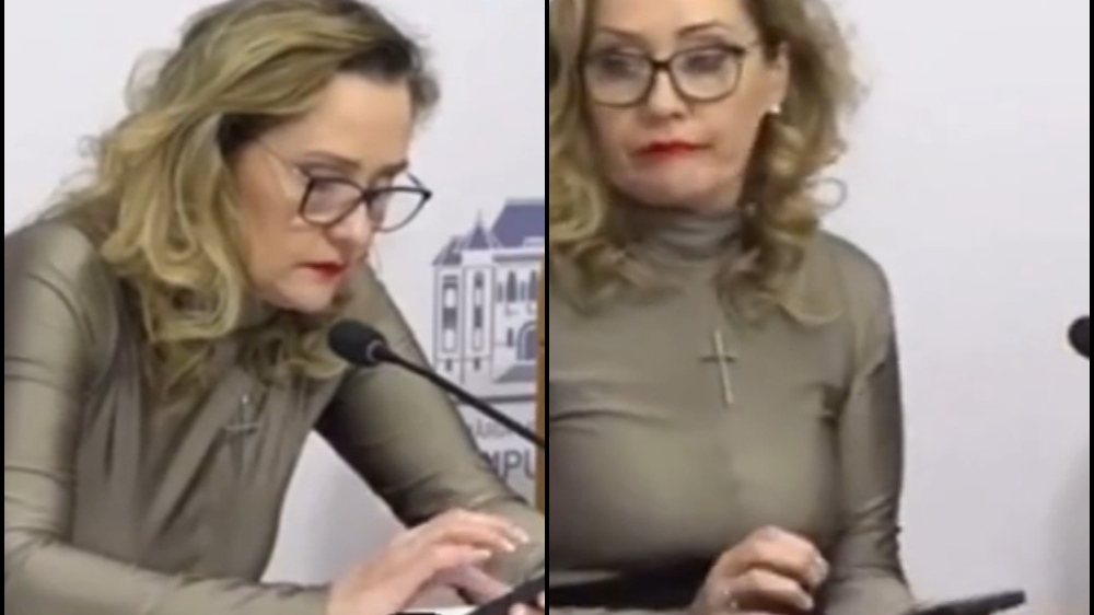 Primărița Elena Lasconi prinsă în ședința Consiliului Local în timp ce butona de zor. Edilul din Câmpulung nu și-a dezlipit degetele de tastatură