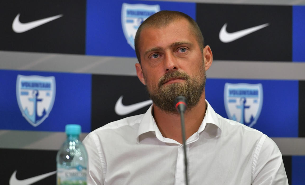 Gabriel Tamas, noul presedinte-jucator al celor de la FC Voluntari, discuta in cadrul unei conferinte de presa desfasurate in cadrul Complexului Romsilva din Bucuresti, marti 13 iulie 2021. © FOTO:Razvan Pasarica/SPORT PICTURES