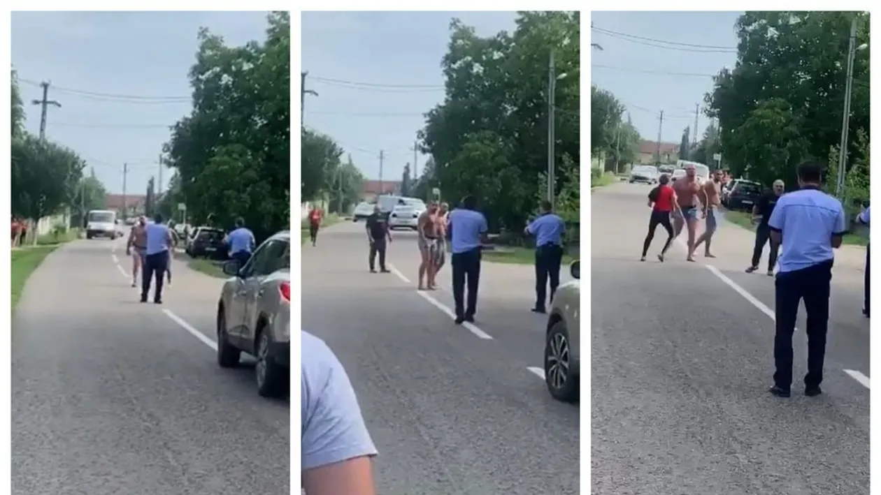 Scene șocante între polițiști și mai mulți bărbați în județul Gorj! Agenții au scos armele și au fost înjurați de scandalagii: “Vrei să te bat cu pistolul în mână?”