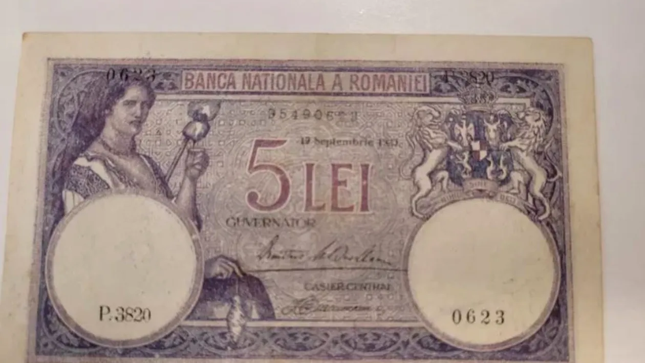 Comoara pe care nu știai că o ai acasă! La ce preț se vinde o bancnotă de 5 lei din anul 1920, acum, în 2024