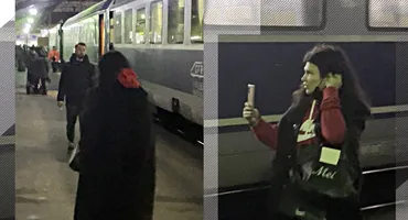 Monica Bârlădeanu, cu ochii după ”naș” în Gara de Nord! Actrița a intrat în ”live” chiar de pe peron