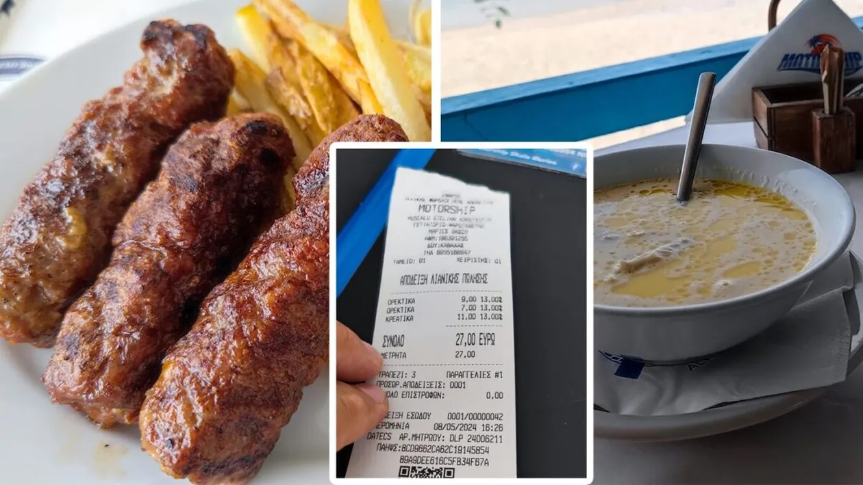 Nu e o eroare! Câți bani a plătit un român pentru 3 mici și o ciorbă de burtă, într-un restaurant din Thassos