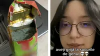 Ce a găsit Karina, o tânără din Bacău, într-o cutie de suc cumpărată de la un supermarket din București. Imaginile au stârnit revoltă: ”Mi se face rău!”