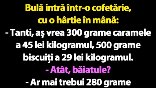 BANC | Bulă intră într-o cofetărie, cu o hârtie în mână