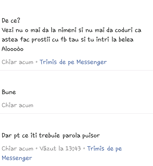 Convorbirile de pe Facebook dintre profesor şi eleva cu care ar avea o relatie de mai bine de doi ani