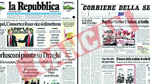 Scrisori cu gloante, la ziare din Italia